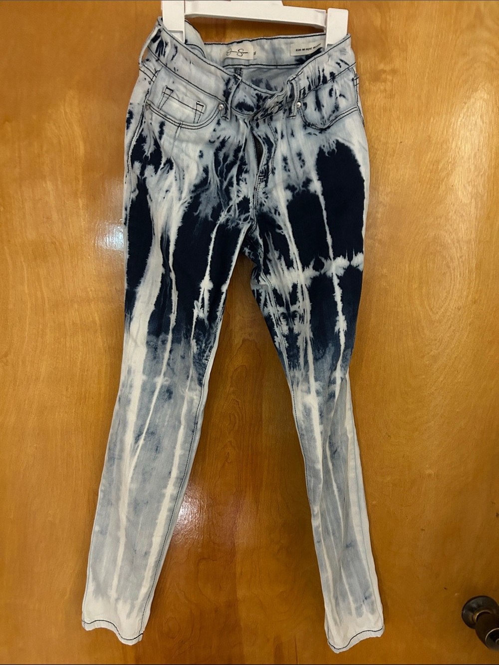 Jessica Simpson Navy and White Tie-Dye Skinny Jeans